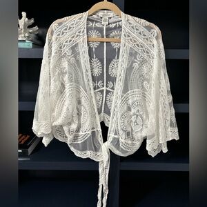 Lace Shrug open tie front top cardigan jacket